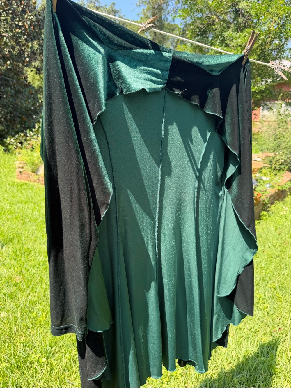 The Pyramid Collection Emerald Green and Black Asymmetrical Draped Sweater